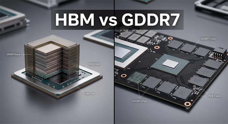 comparação entre memória GDDR e HBM